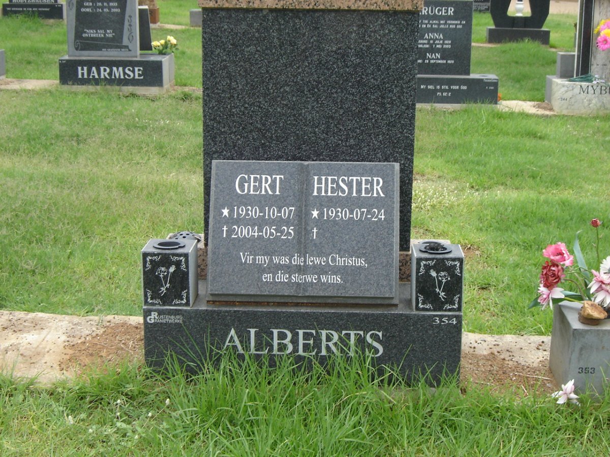 ALBERTS Gert 1930-2004 &amp; Hester 1930-