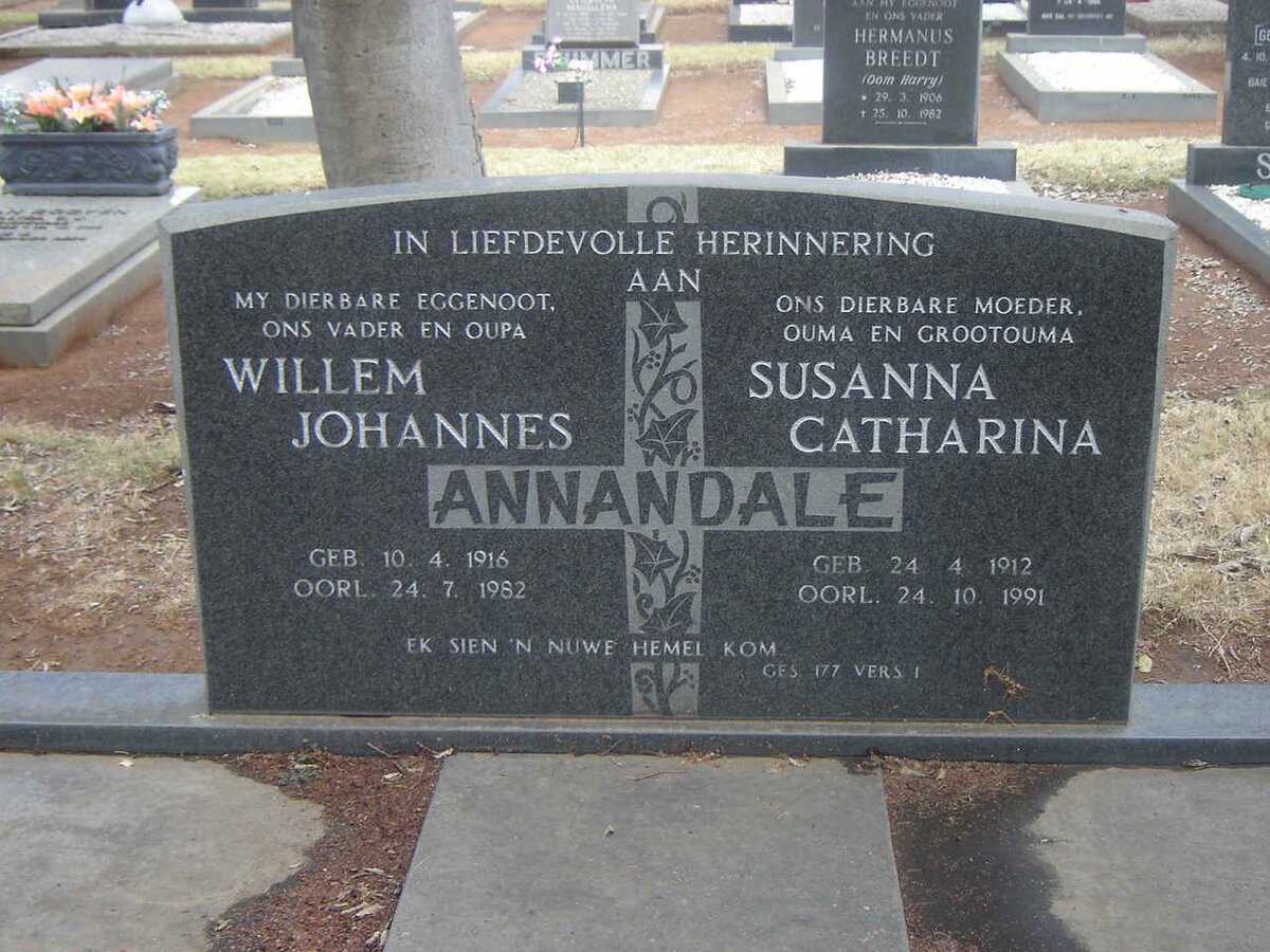 ANNANDALE Willem Johannes 1916-1982 &amp; Susanna Catharina 1912-1991
