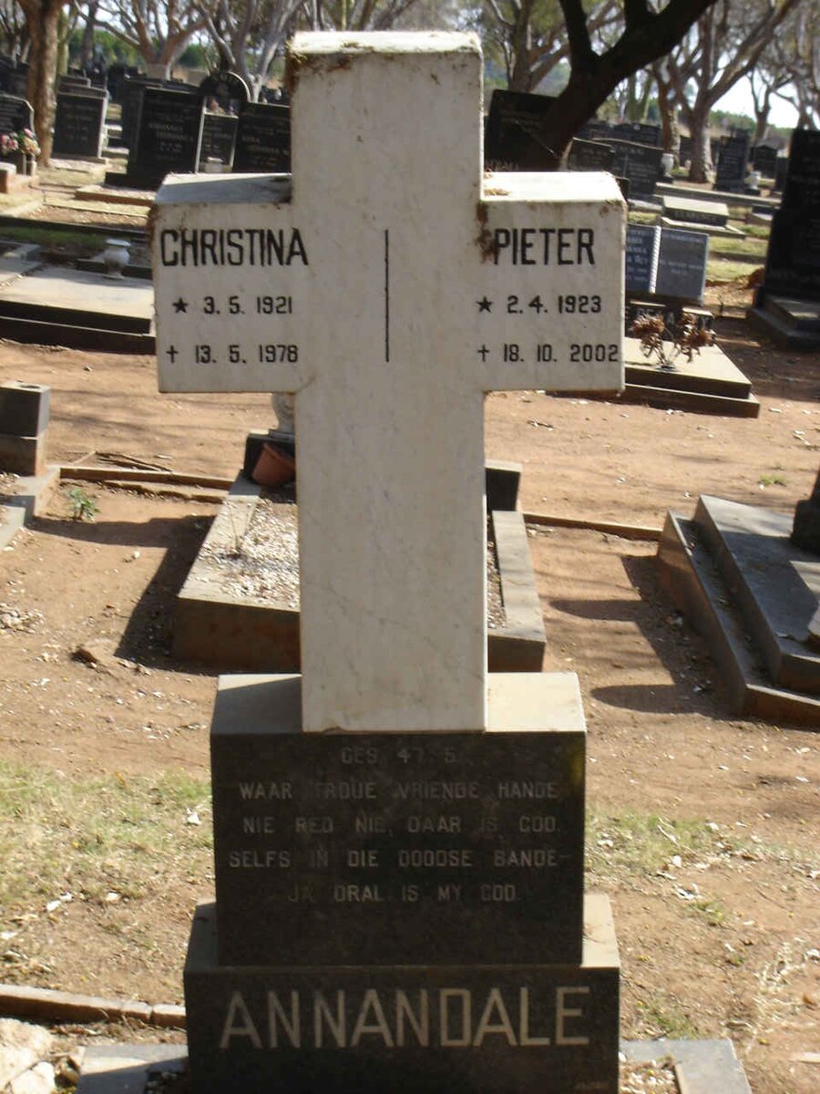 ANNANDALE Pieter 1923-2002 & Christina 1921-1978