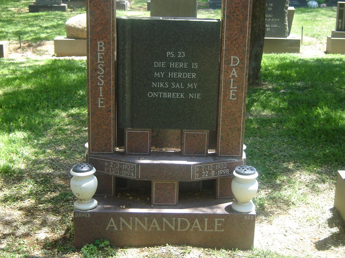 ANNANDALE Dale 1932-1998 &amp; Bessie 1935-1994