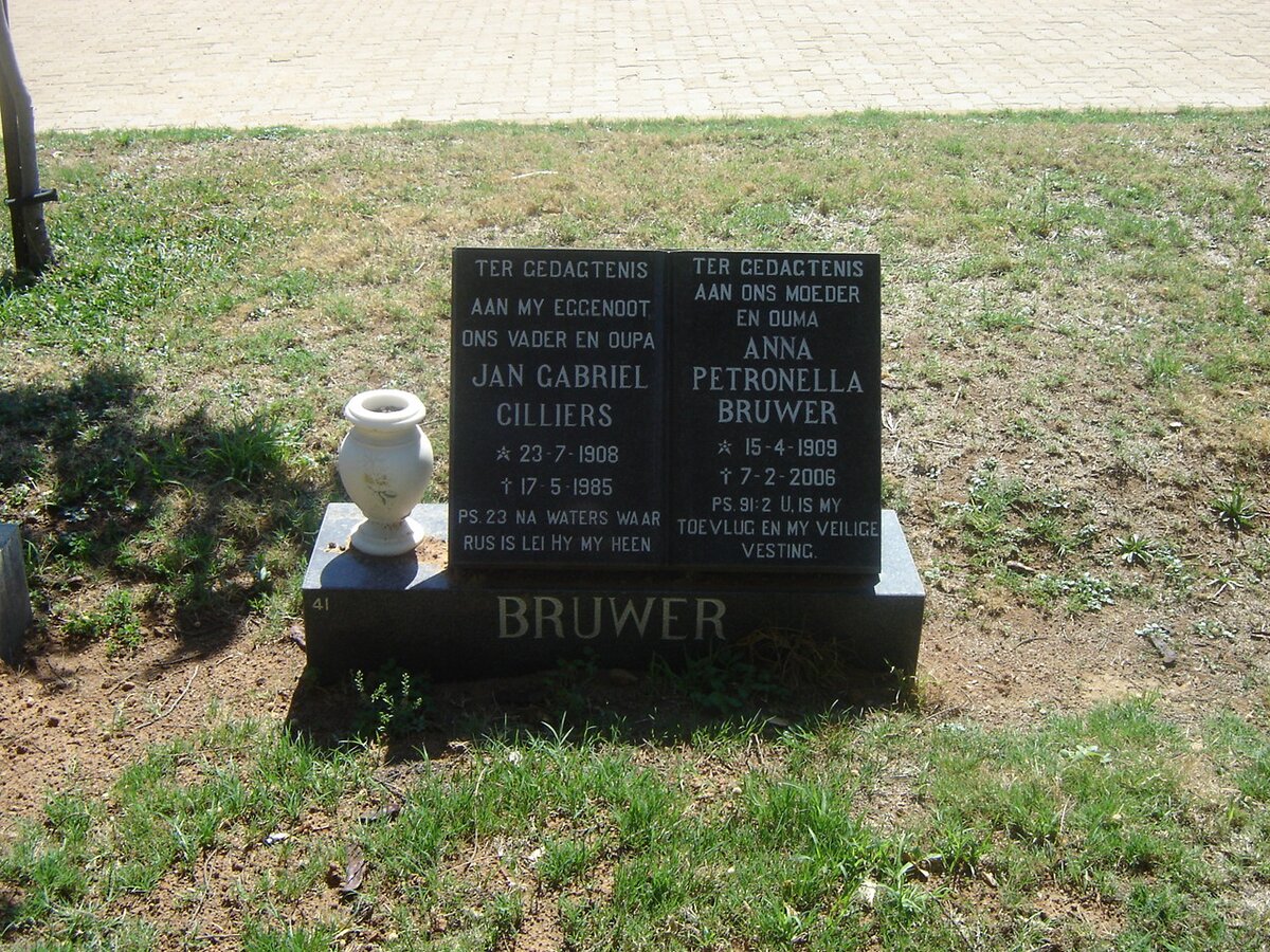 BRUWER Jan Gabriel Cilliers 1908-1985 &amp; Anna Petronella 1909-2006
