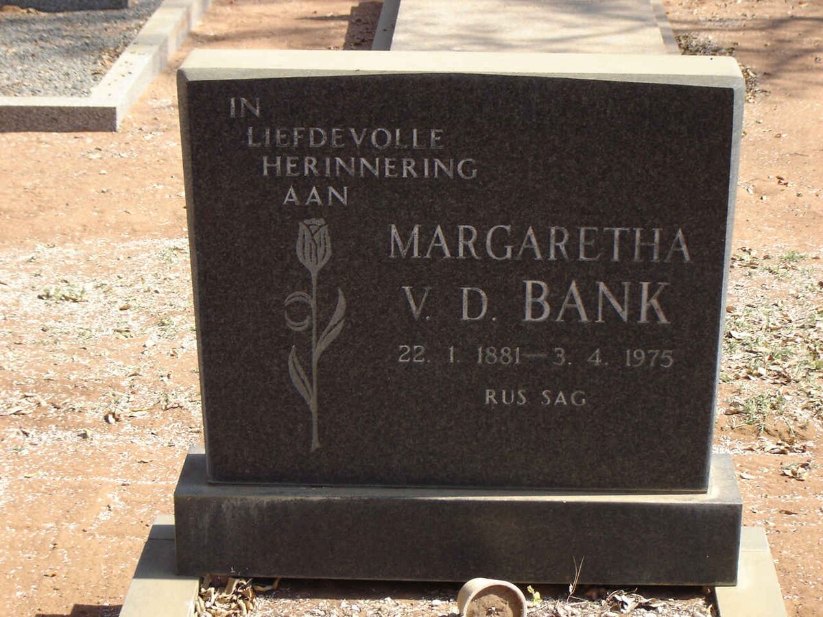 BANK Margaretha VAN DER