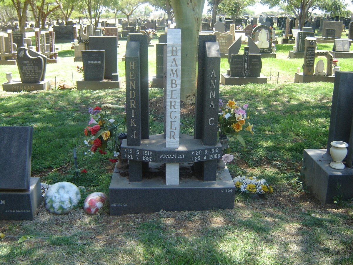 BAMBERGER Hendrik J. 1912-1992 &amp; Anna C. 1918-2006