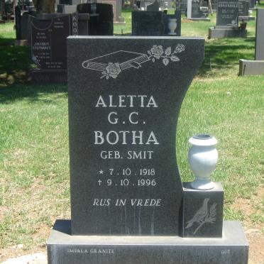 BOTHA Aletta G.C. nee SMIT 1918-1996