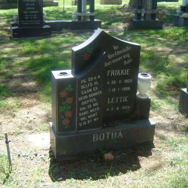 BOTHA Frikkie 1920-1988 &amp; Lettie 1924-