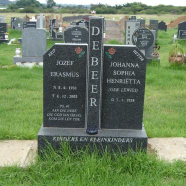 BEER Jozef Erasmus, de 1931-2003 &amp; Johanna Sophia Henriëtta LEWIES 1935-