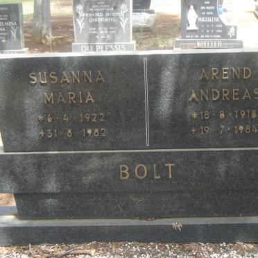 BOLT Arend Andreas 1918-1984 &amp; Susanna Maria 1922-1982 