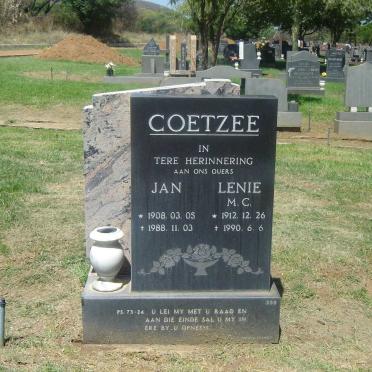COETZEE Jan 1908-1988 &amp; Lenie M.C. 1912-1990