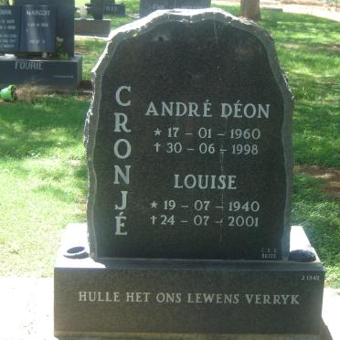 CRONJE Andre Deon 1960-1998 &amp; Louise 1940-2001