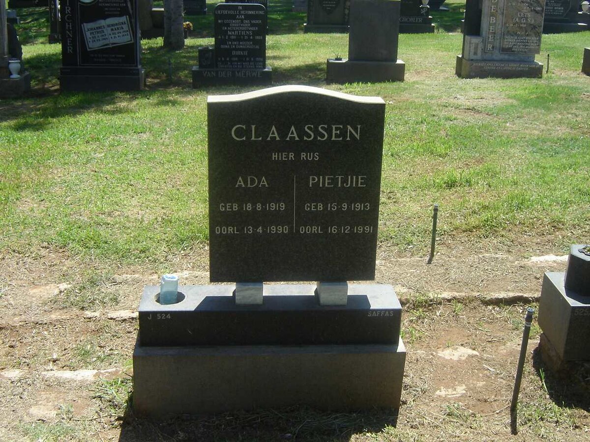 CLAASSEN Pietjie 1913-1991 &amp; Ada 1919-1990