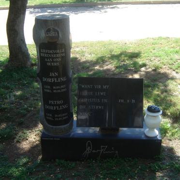 DORFLING Jan 1927-1985 &amp; Petro 1933-2005