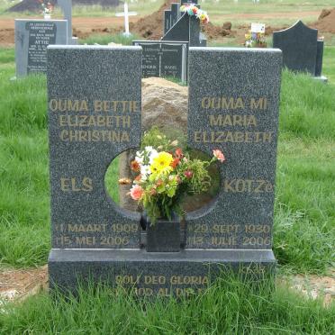 ELS Elizabeth Christina 1909-2006 :: KOTZE Maria Elizabeth 1930-2006
