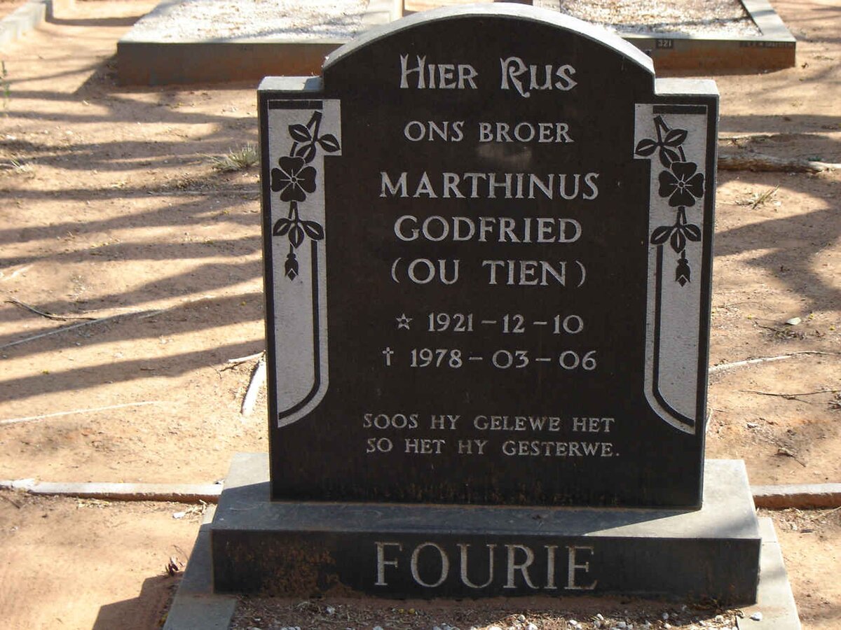 FOURIE Marthinus Godfried 1921-1978