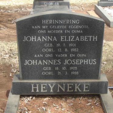 HEYNEKE Johannes Josephus 1905-1988 &amp; Johanna Elizabeth 1901-1982