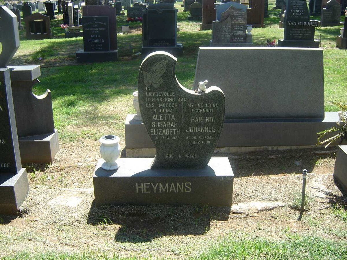HEYMANS Barend Johannes 1934-1990 &amp; Aletta Susarah Elizabeth 1932-