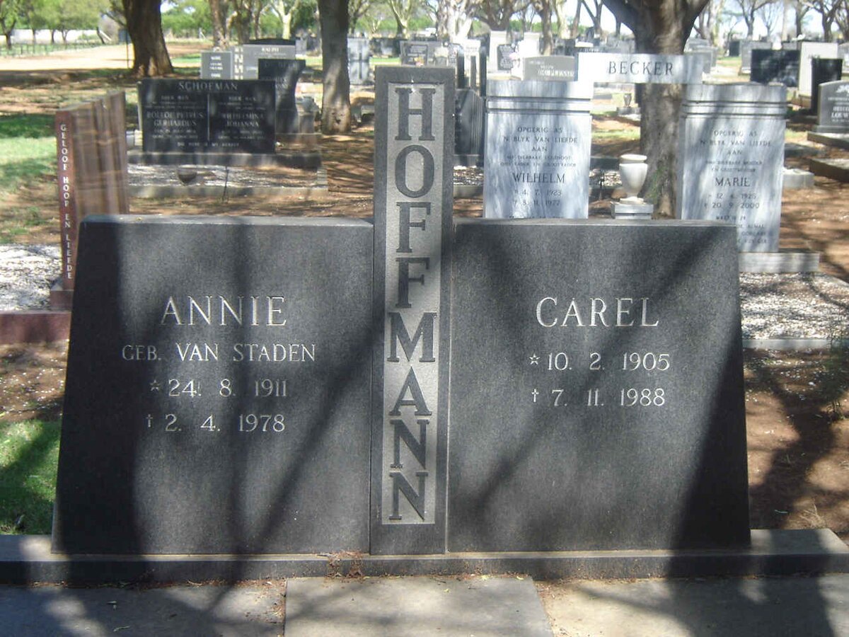 HOFFMAN Carel 1905-1988 &amp; Annie VAN STADEN 1911-1978