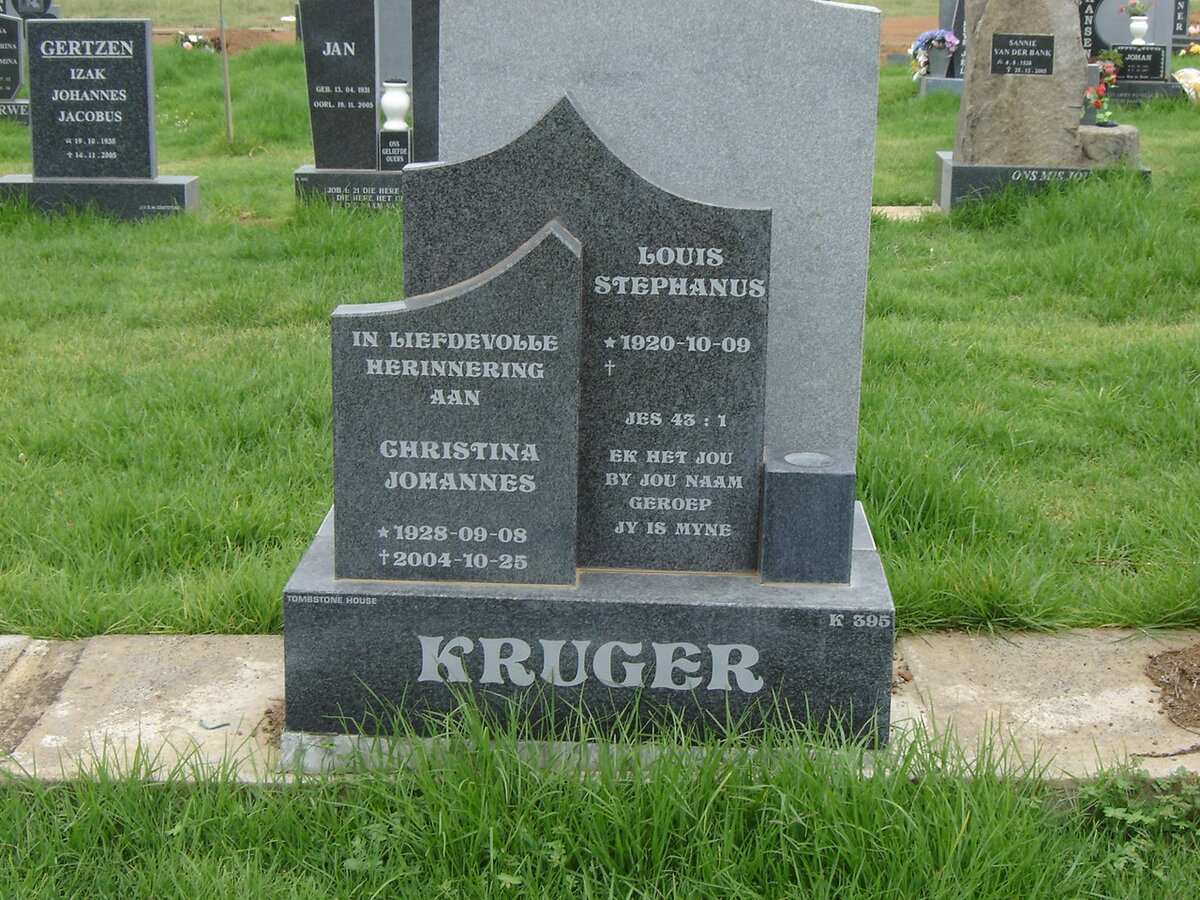 KRUGER Louis Stephanus 1920-  &amp; Christina Johannes 1928-2004