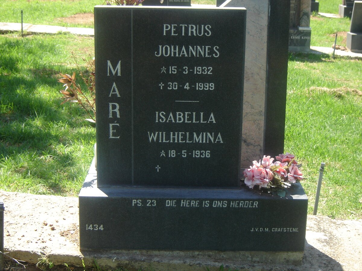 MARE Petrus Johannes 1932-1999 &amp; Isabella Wilhelmina 1936
