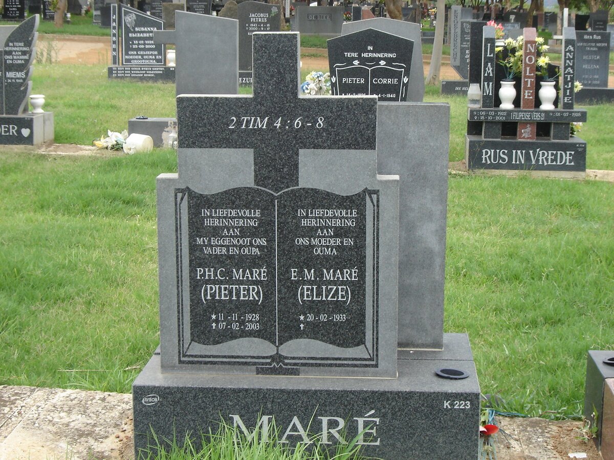 MARE P.H.C. 1928-2003 &amp; E.M. 1933-