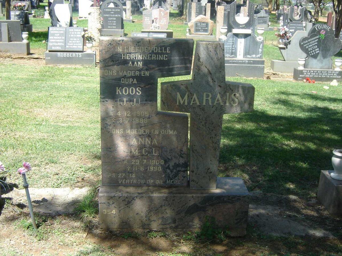 MARAIS J.J. 1905-1988 &amp; M.C.L. 1900-1990