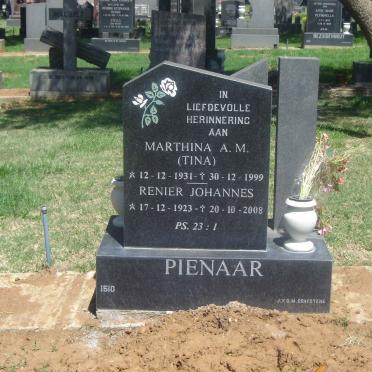 PIENAAR Renier Johannes 1923-2008 &amp; Marthina A.M. 1931-1999