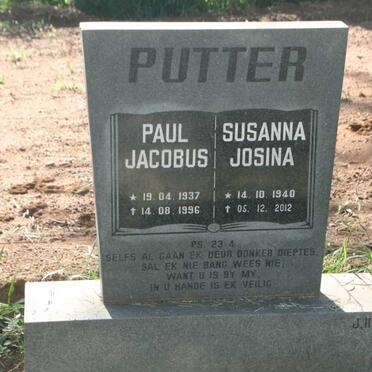 PUTTER Paul Jacobus 1937-1996 & Susanna Josina 1940-2012