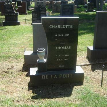 PORT Charlotte, de la 1927- :: DE LA PORT Thomas 1977-1998