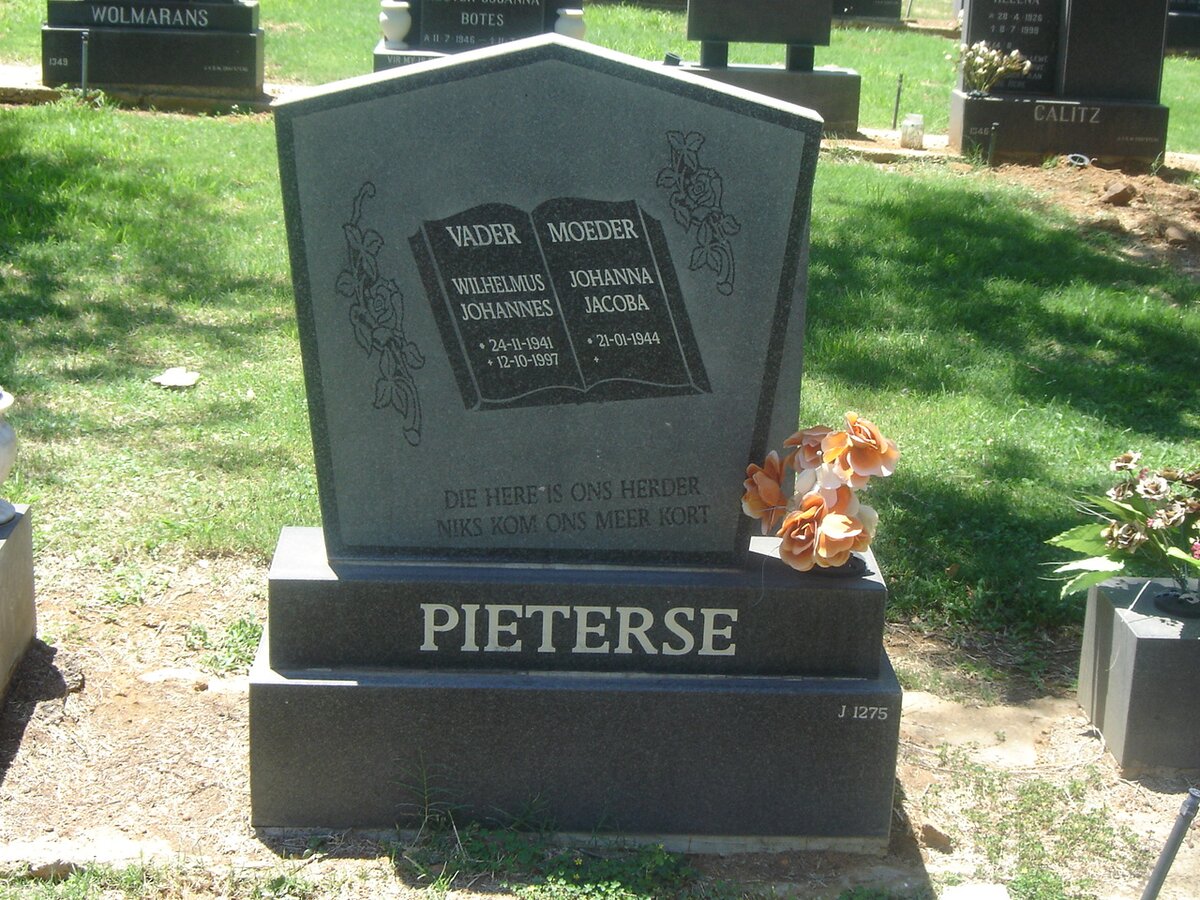 PIETERSE Wilhelmus Johannes 1941-1997 &amp; Johanna Jacoba 1944-