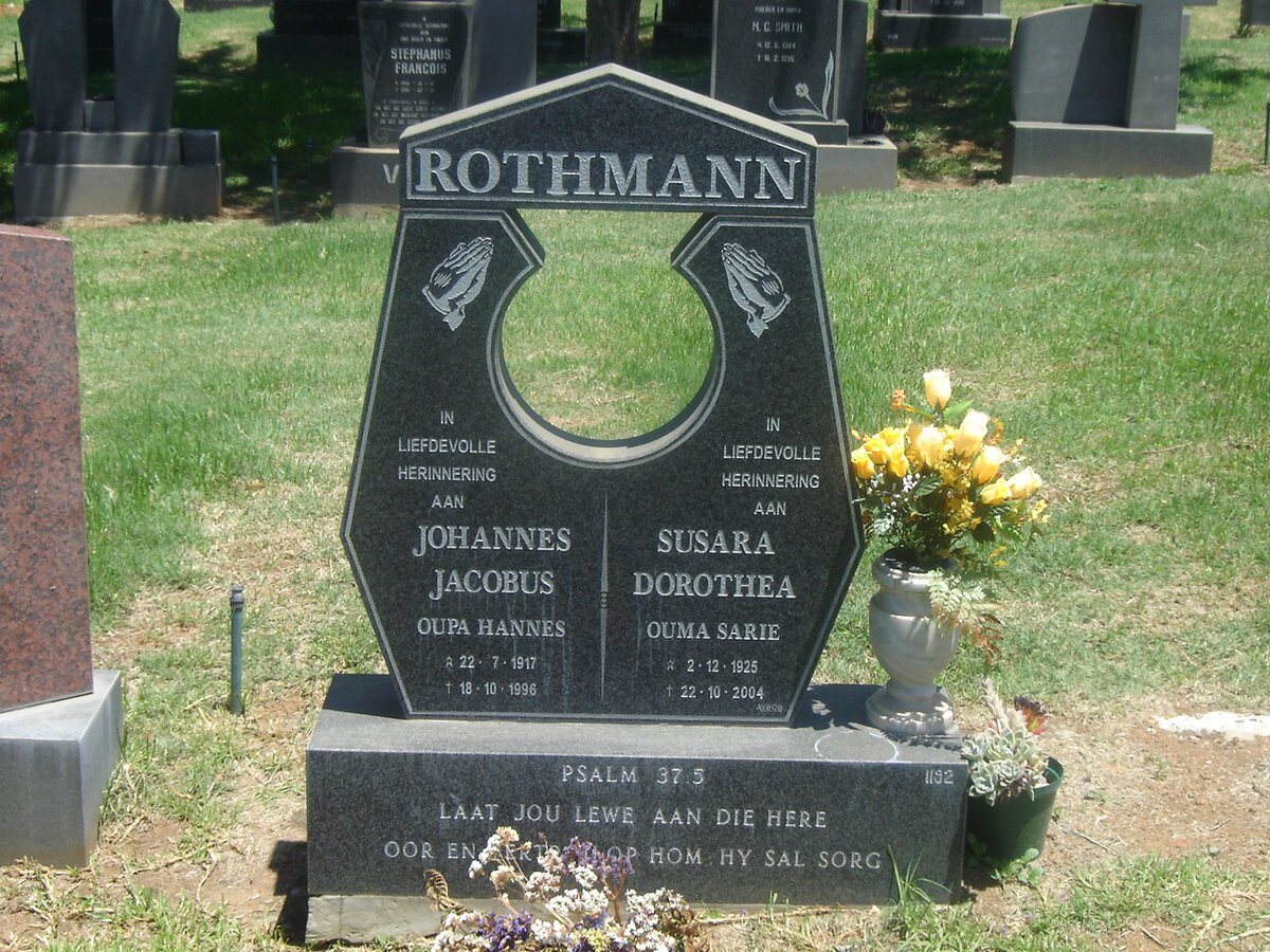 ROTHMANN Johannes Jacobus 1917-1996 &amp; Susara Dorothea 1925-2004