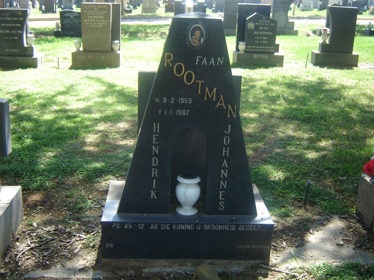 ROOTMAN Hendrik Johannes 1959-1987