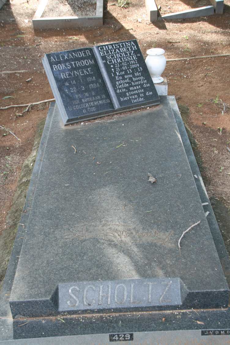SCHOLTZ Alexander Bokstroom Reyneke 1914-1984 & Christina Elizabeth 1912-2009