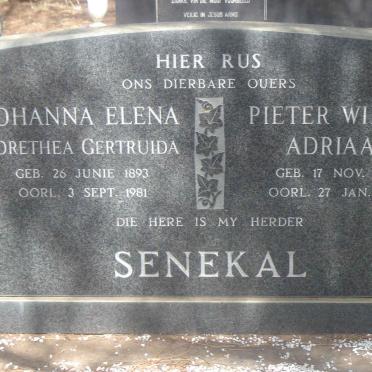 SENEKAL Pieter Willem Adriaan 1886-1946 &amp; Johanna Elena Dorethea Gertruida 1893-1981