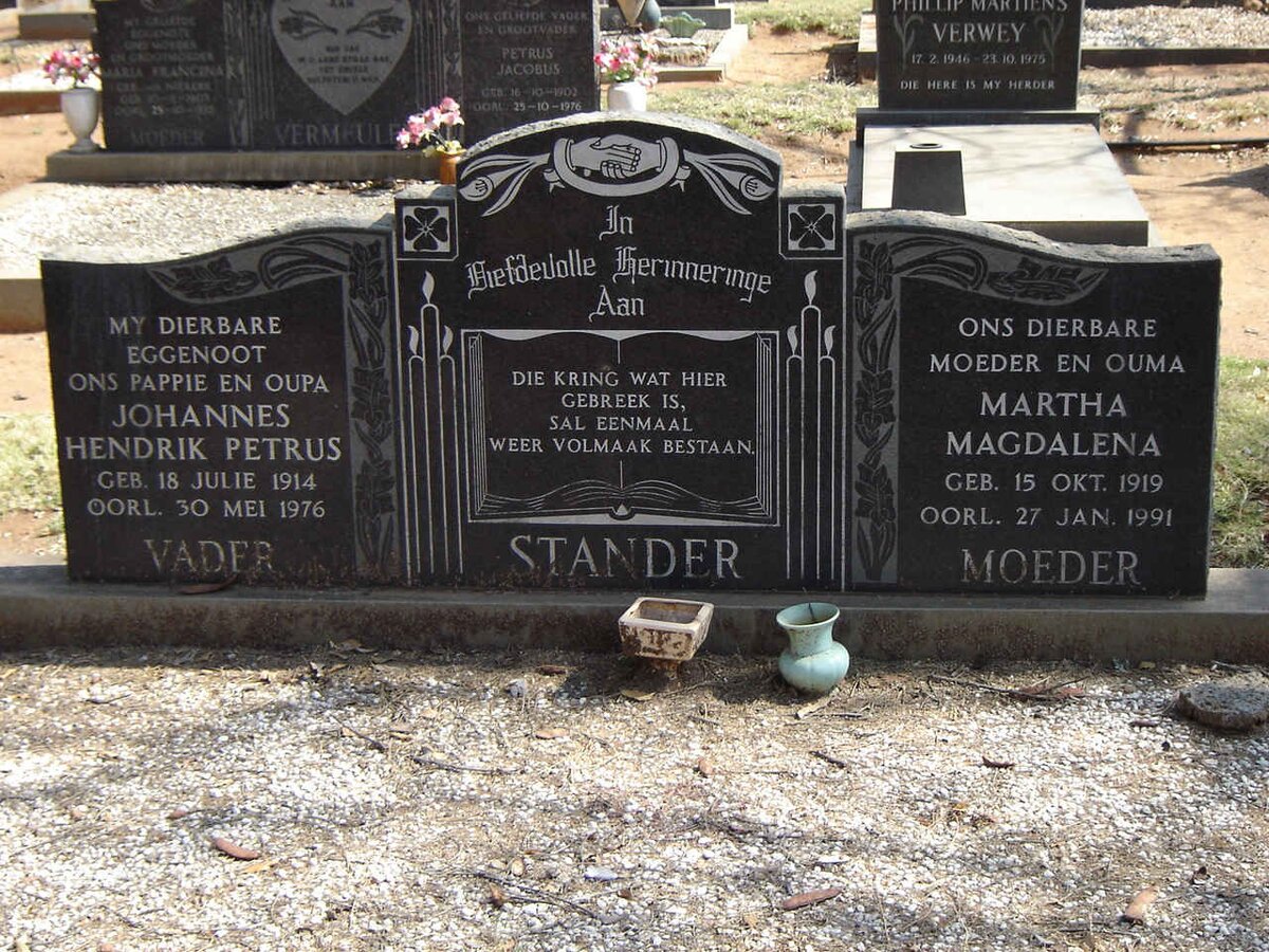 STANDER Johannes Hendrik Petrus 1914-1976 & Martha Magdalena 1919-1991