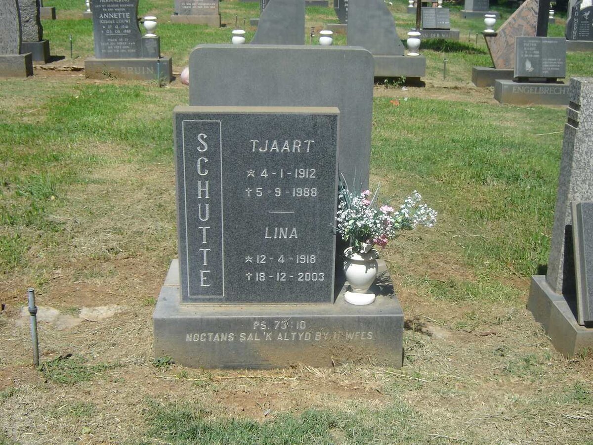 SCHUTTE Tjaart 1912-1988 &amp; Lina 1918-2003