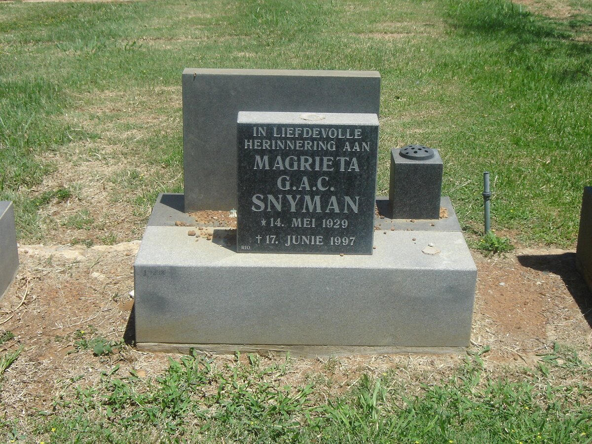 SNYMAN Magrieta G.A.C. 1929-1997