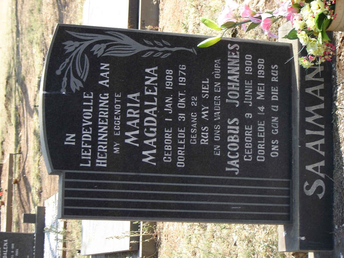 SAAIMAN Jacobus Johannes 1900-1990 & Maria Magdalena 1908-1976
