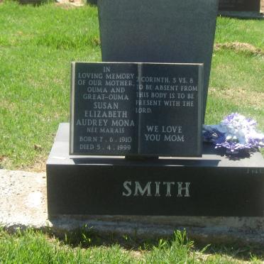 SMITH Susan Elizabeth Audrey Mona nee MARAIS 1910-1999