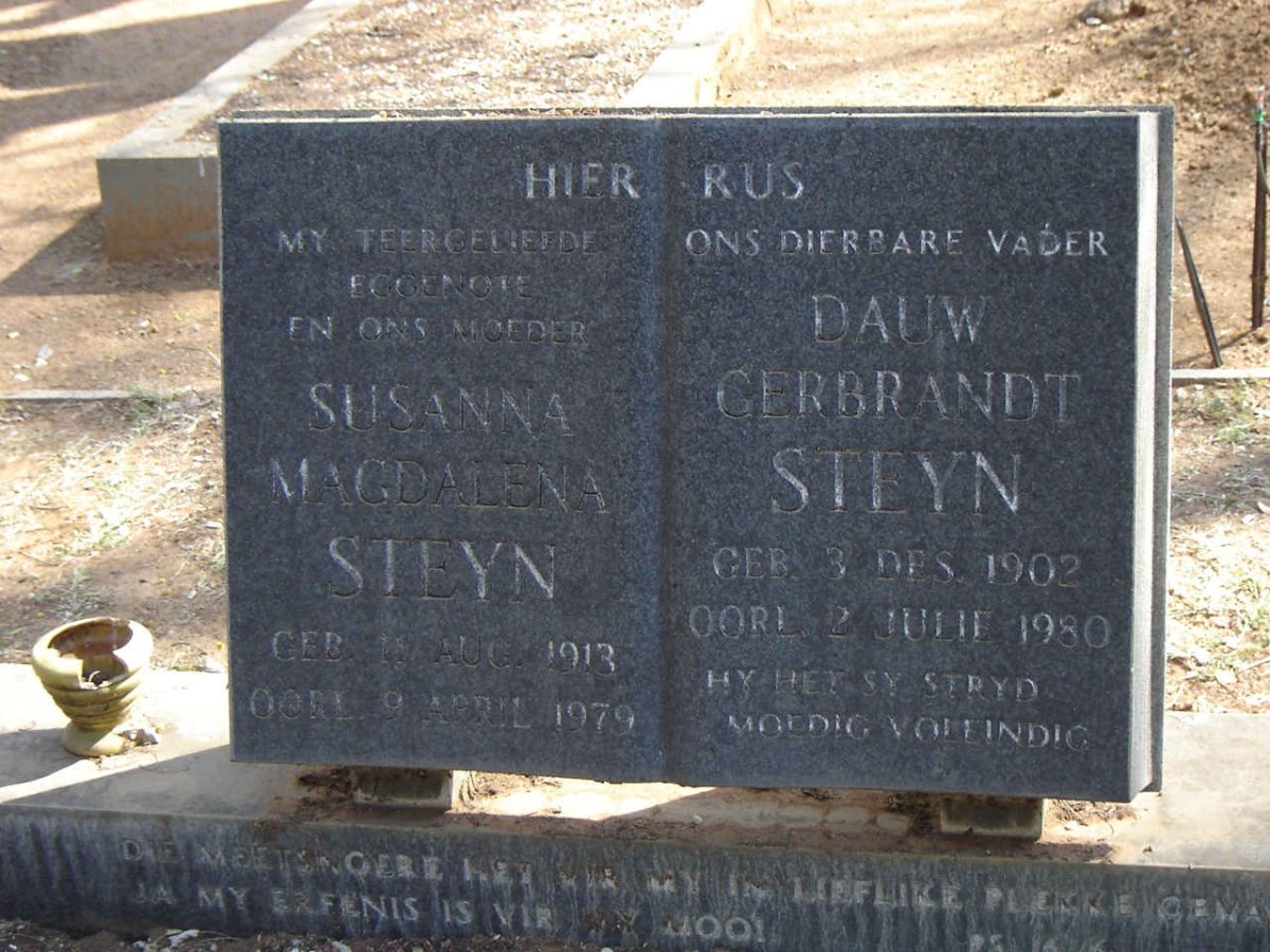 STEYN Dauw Gerbrandt 1902-1980 & Susanna Magdalena 1913-1979