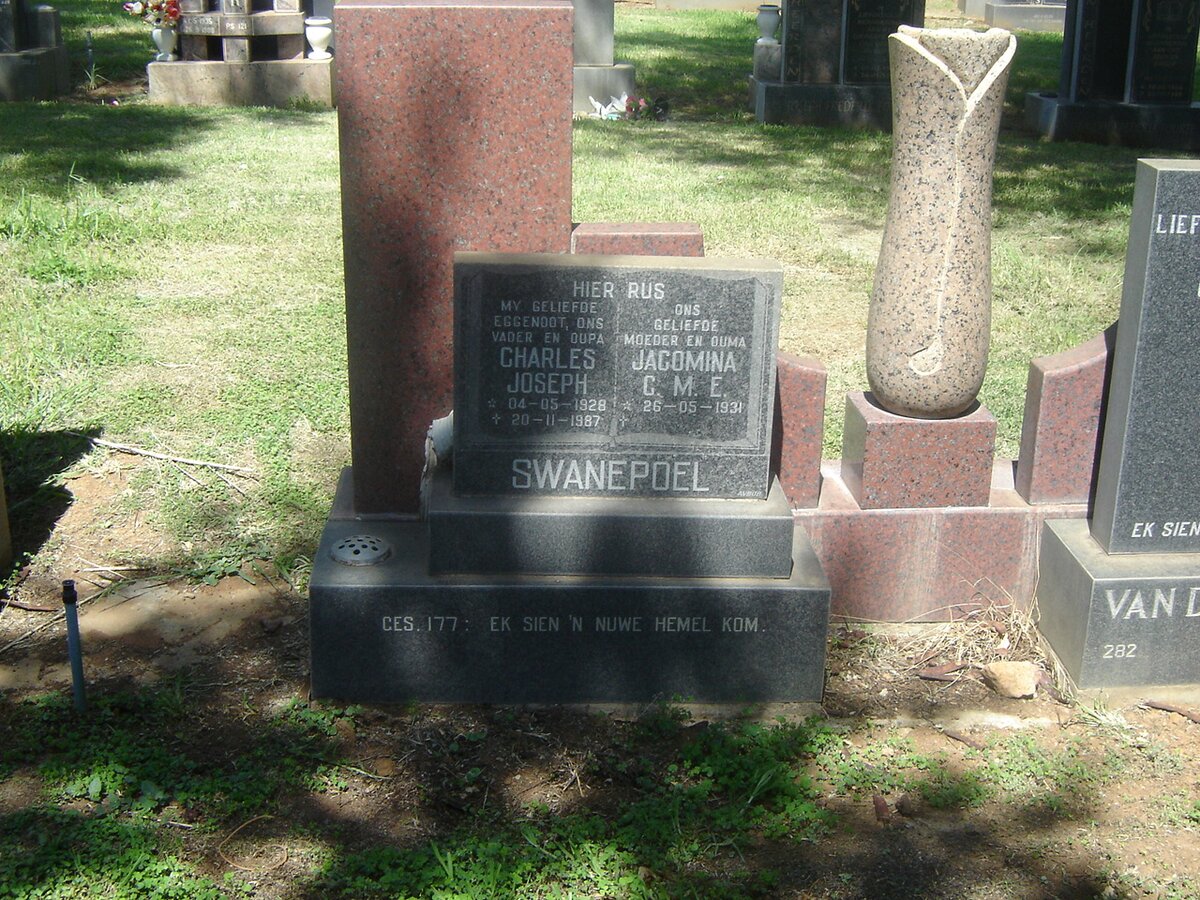 SWANEPOEL Charles Joseph 1928-1987 &amp; Jacomina C.M.E. 1931-