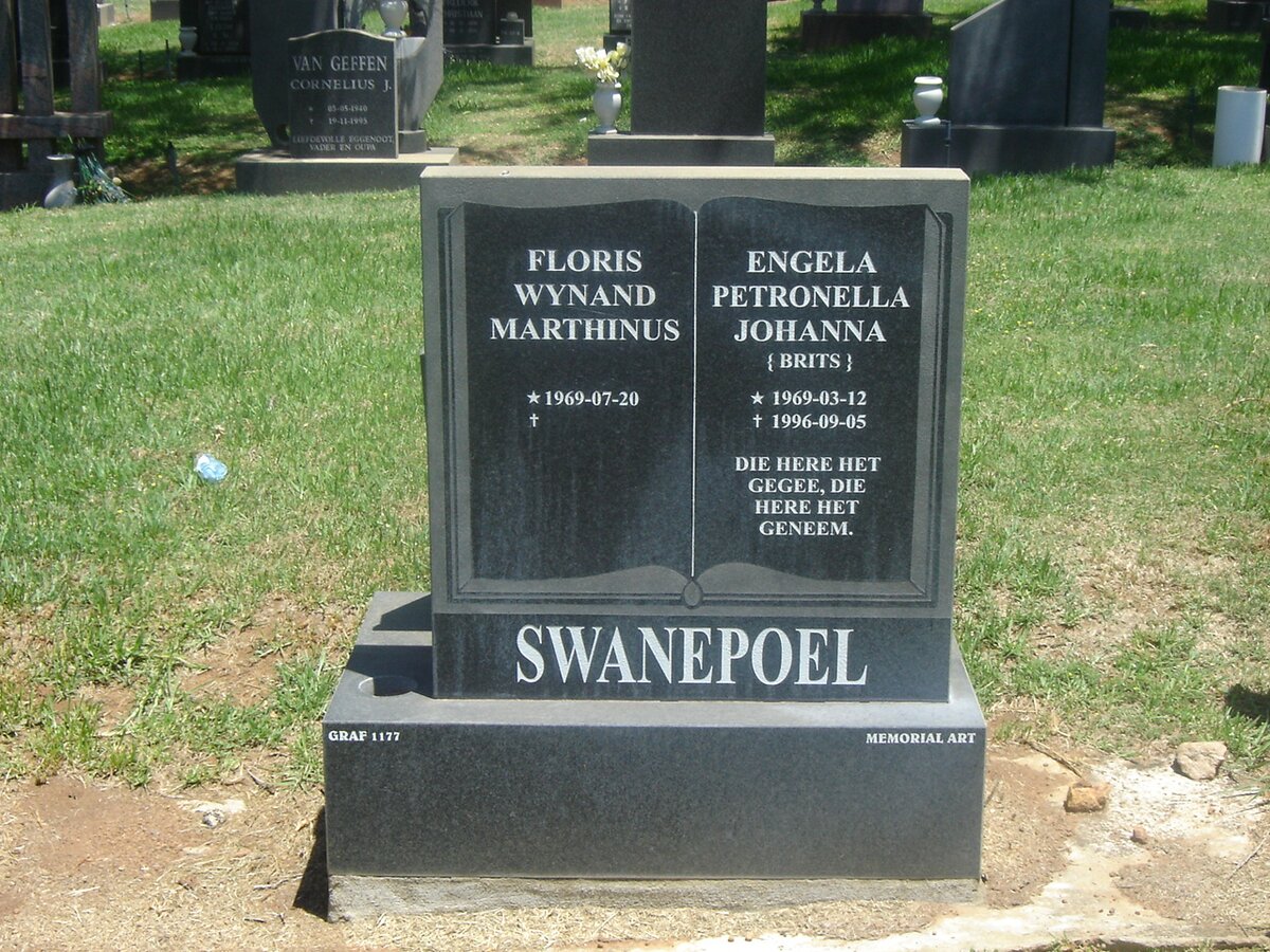 SWANEPOEL Floris Wynand Marthinus 1969- &amp; Engela Petronella Johanna BRITS 1969-1999