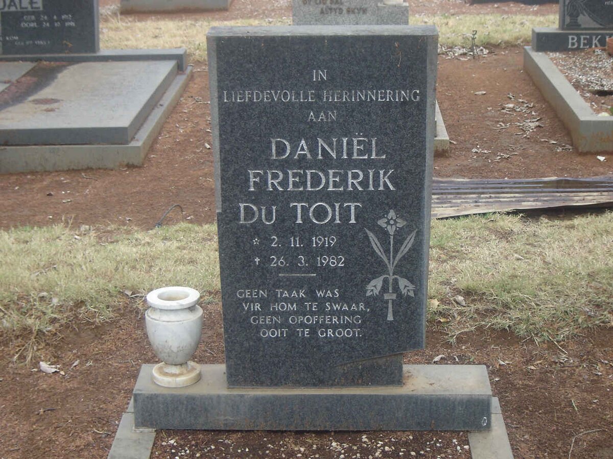 TOIT Daniel Frederik, du 1919-1982