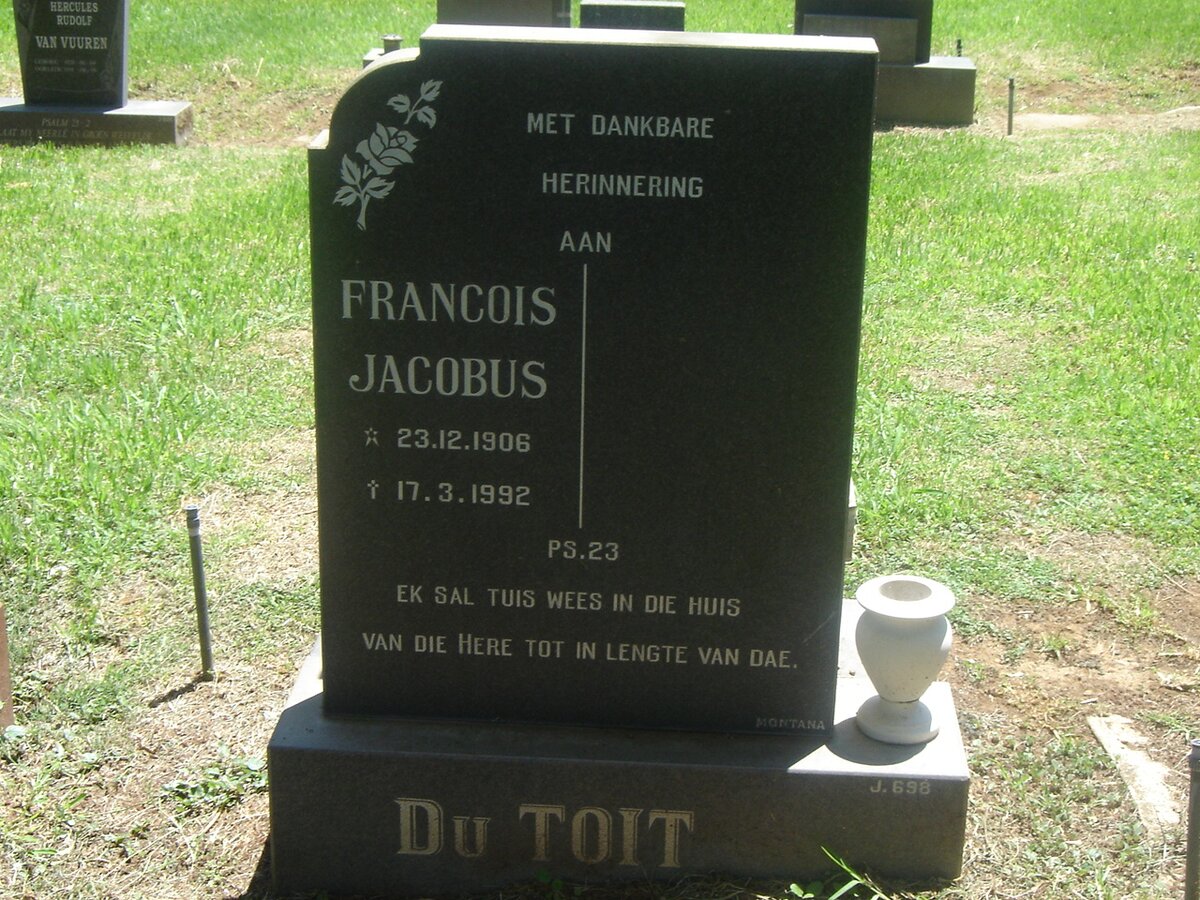 TOIT Francois Jacobus, du 1906-1992