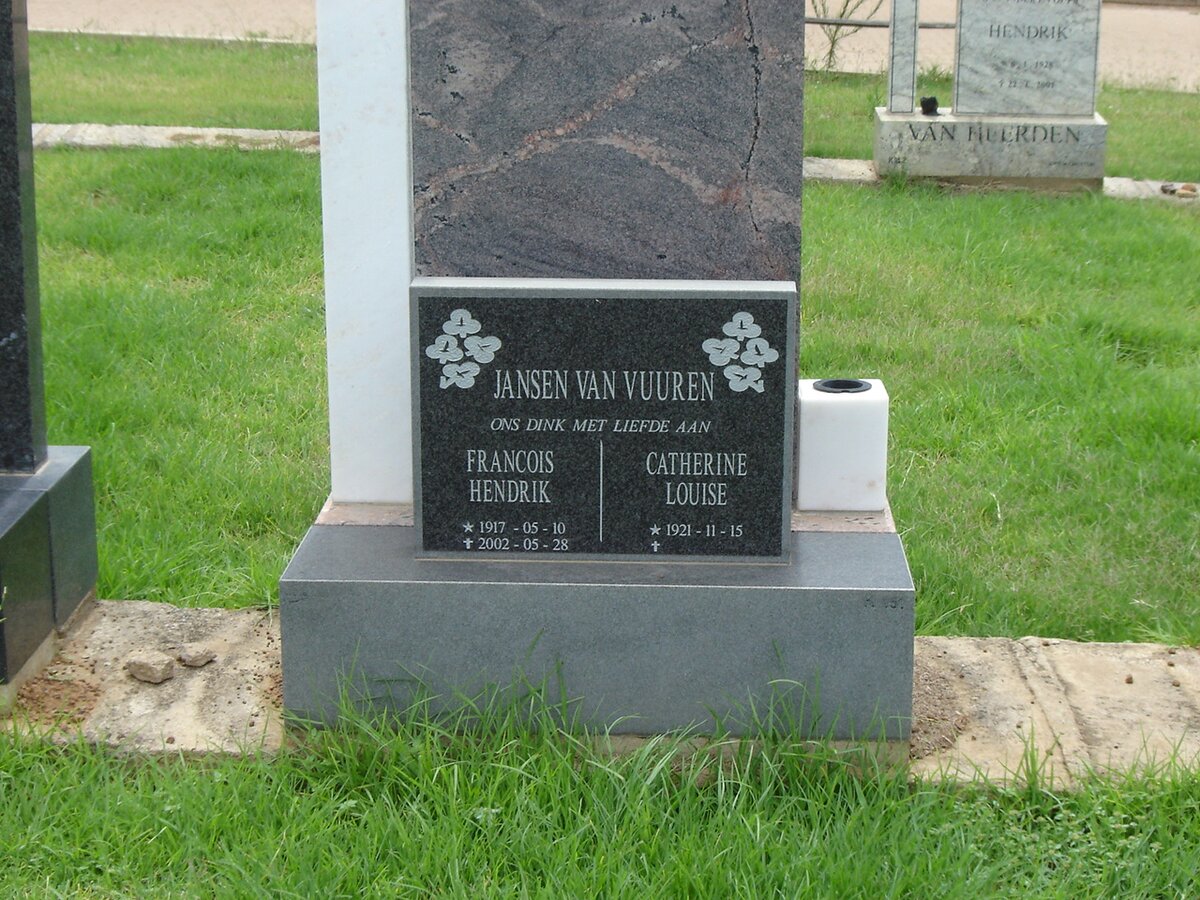 VUUREN Francois Hendrik, Jansen van 1917-2002 &amp; Catherine Louise 1921-
