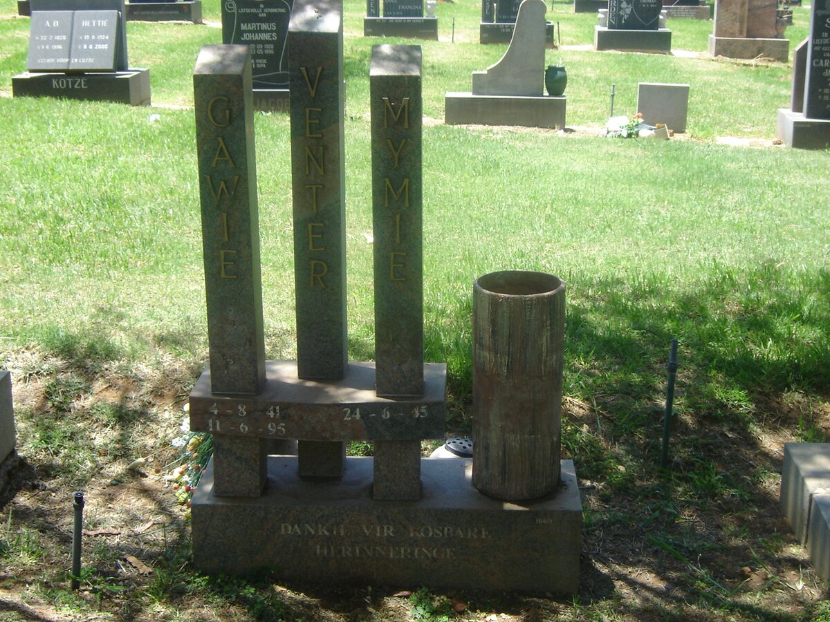 VENTER Gawie 1941-1995 &amp; Mymie 1945-