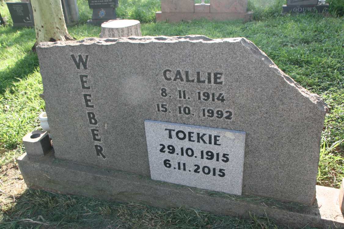 WEEBER Callie 1914-1992 & Toekie 1915-2015