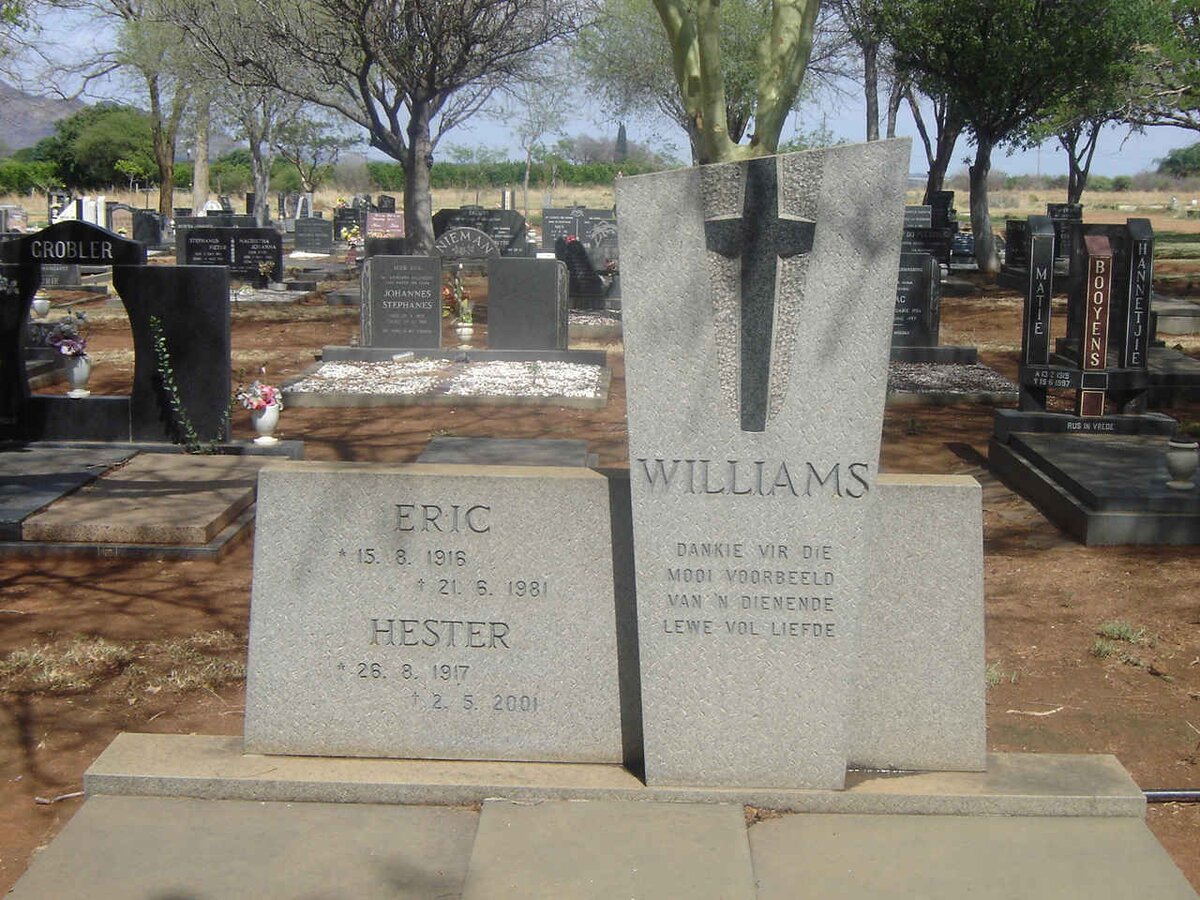 WILLIAMS Eric 1916-1981 &amp; Hester 1917-2001