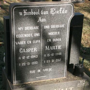 WALT Casper, van der 1943-1993 & Martie 1946-2012