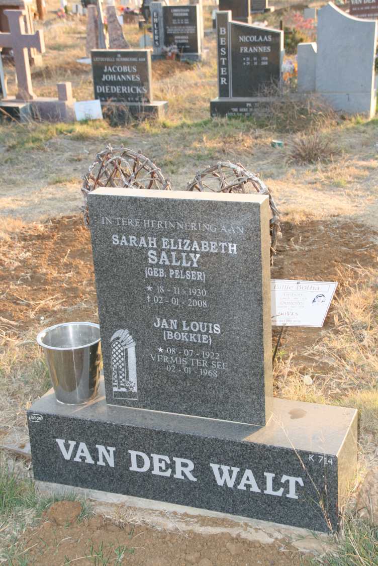 WALT Jan Louis, van der 1922-1968 & Sarah Elizabeth PELSER 1930-2008