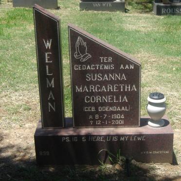 WELMAN Susanna Margaretha Cornelia nee ODENDAAL 1904-2001