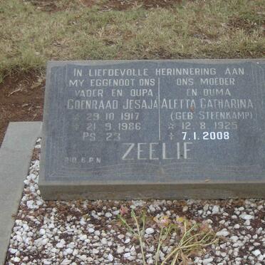 ZEELIE Coenraad Jesaja1917-1986 &amp; Aletta Catharina STEENKAMP 1925-2008